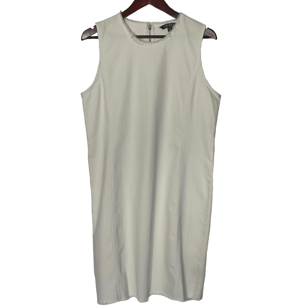 Lauren Ralph Lauren White Cotton/Elastane Sleeveless Above Knee Back Zip Dress